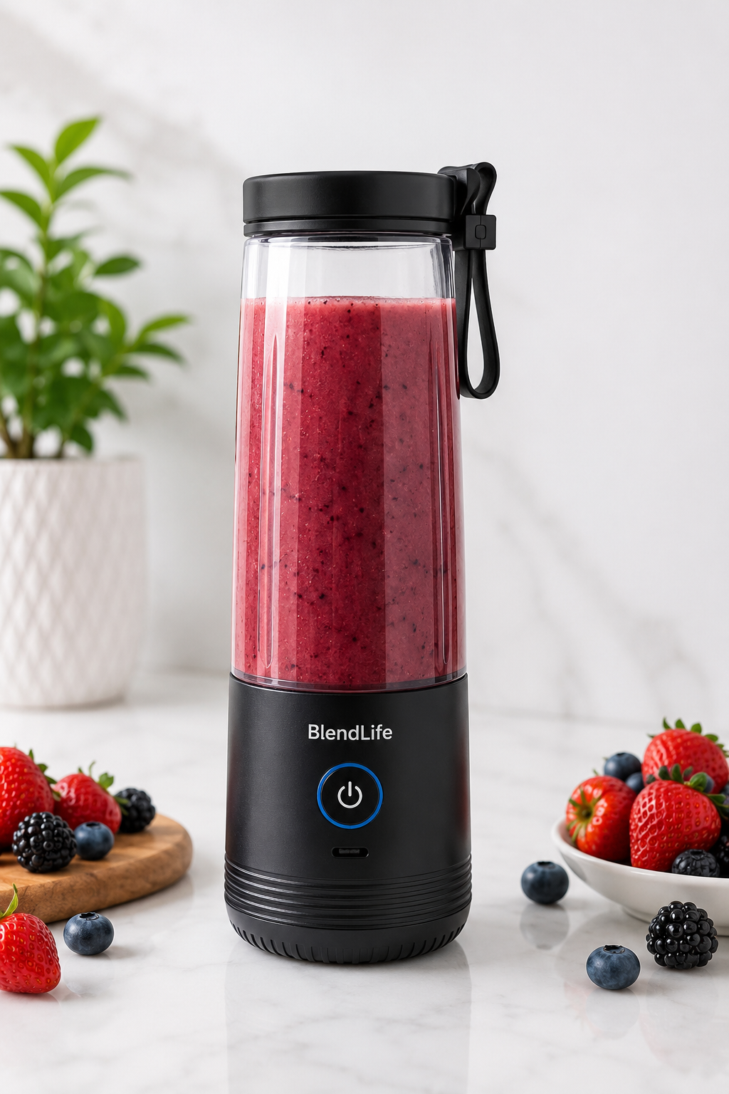 BlendLife portable personal blender — USB-C rechargeable, 380ml travel cup